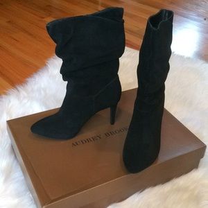 Audrey Brooke black cow suede boots